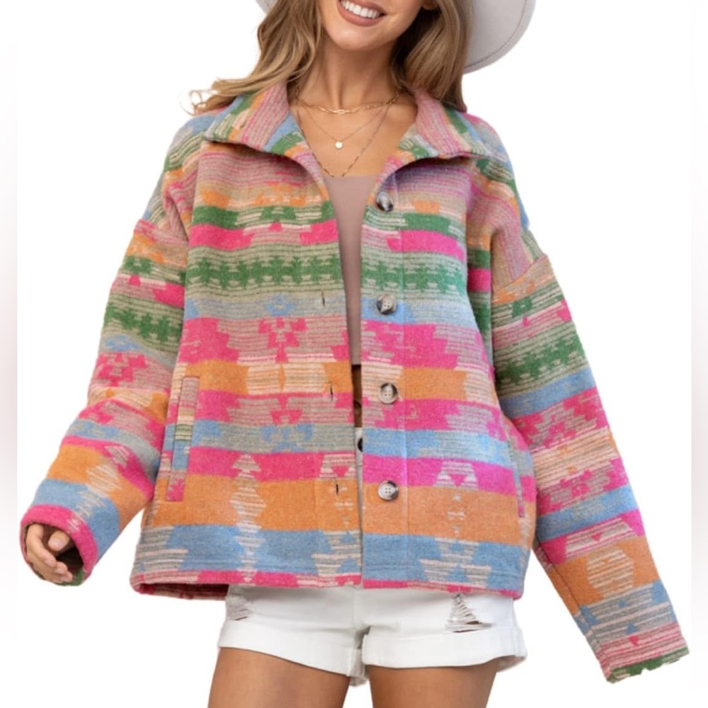 Aztec Print Shacket - Picture 6 of 7